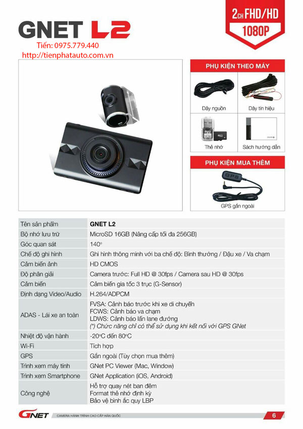 Camera hành trình cho ô tô GNET L2