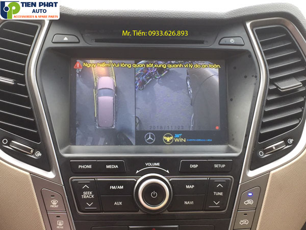 Lắp đặt camera 360 độ Owin 3D cho Hyundai Santafe uy tín tại Tiến Phát Auto