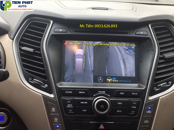 Lắp đặt camera 360 độ cho Hyundai Santafe bản Owin 3D uy tín tại TPHCM