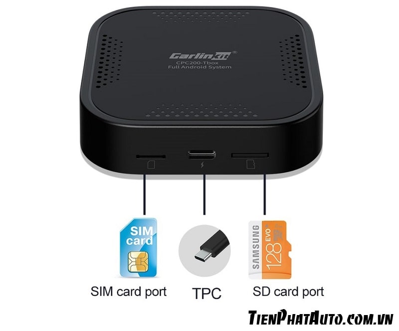 Android Box Carlinkit hỗ trợ khe cắm sim 4G và thẻ nhớ đến 128GB