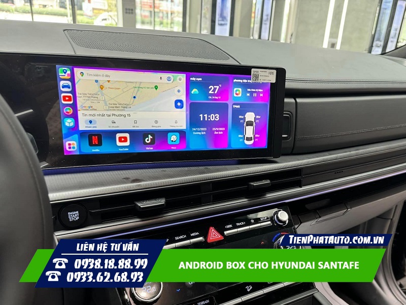 Android Box cho Santafe 2024 - 2025 biến màn hình Zin thành Android