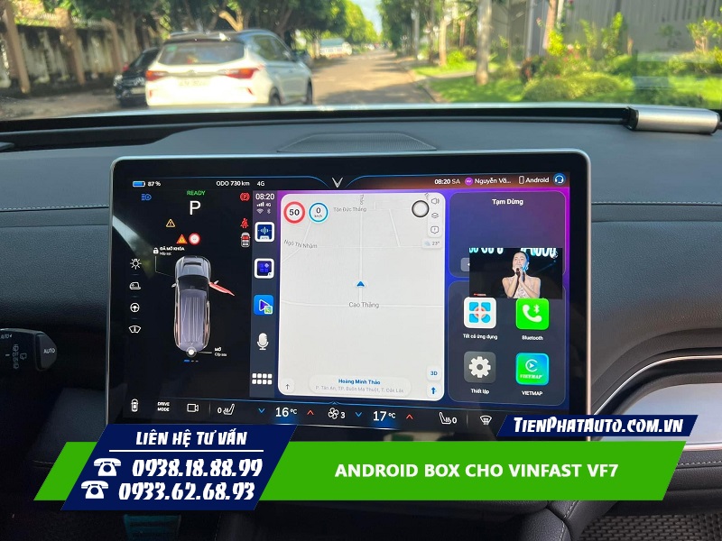 Android Box cho Vinfast VF7 hỗ trợ chỉ đường và cảnh báo giao thông