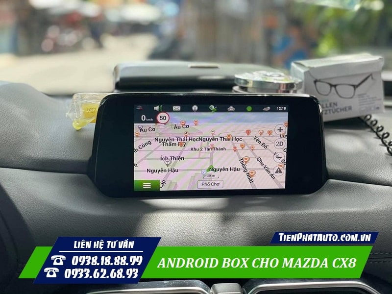 Android Box Mazda CX8 hỗ trợ chỉ dẫn đường thông minh