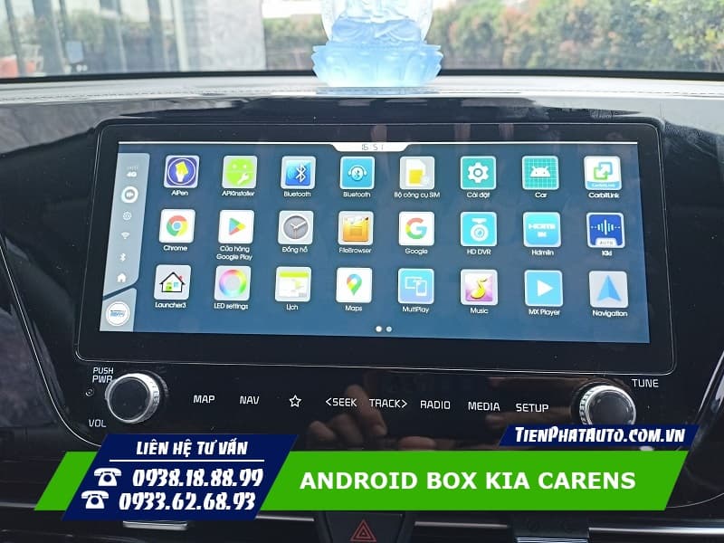 Android Box Carens 2023 tích hợp nhiều ứng dụng thông minh như màn Android