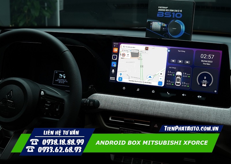 Android Box cho xe Mitsubishi Xforce kết nối đơn giản qua cổng USB