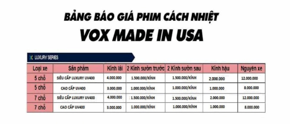 Bảng giá dán phim cách nhiệt đổi màu VOX chính hãng cho Toyota Veloz