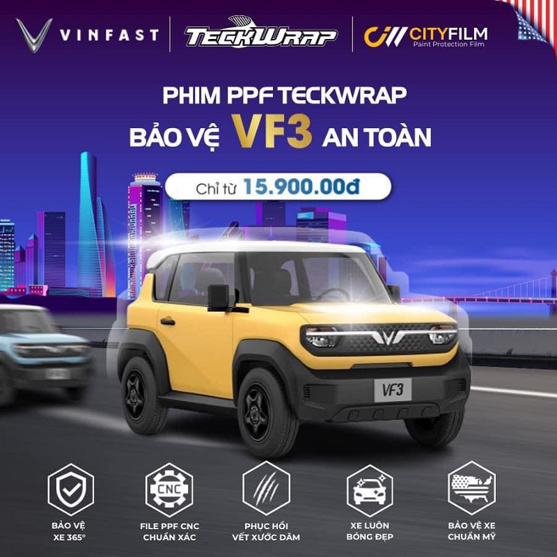 Bảng giá dán PPF bảo vệ toàn diện cho xe Vinfast VF3