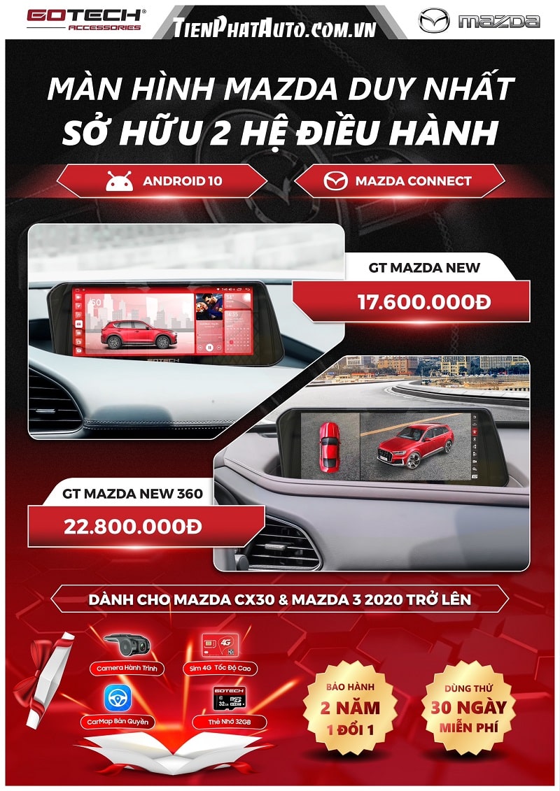 Bảng giá màn hình Android dành cho các dòng xe Mazda New