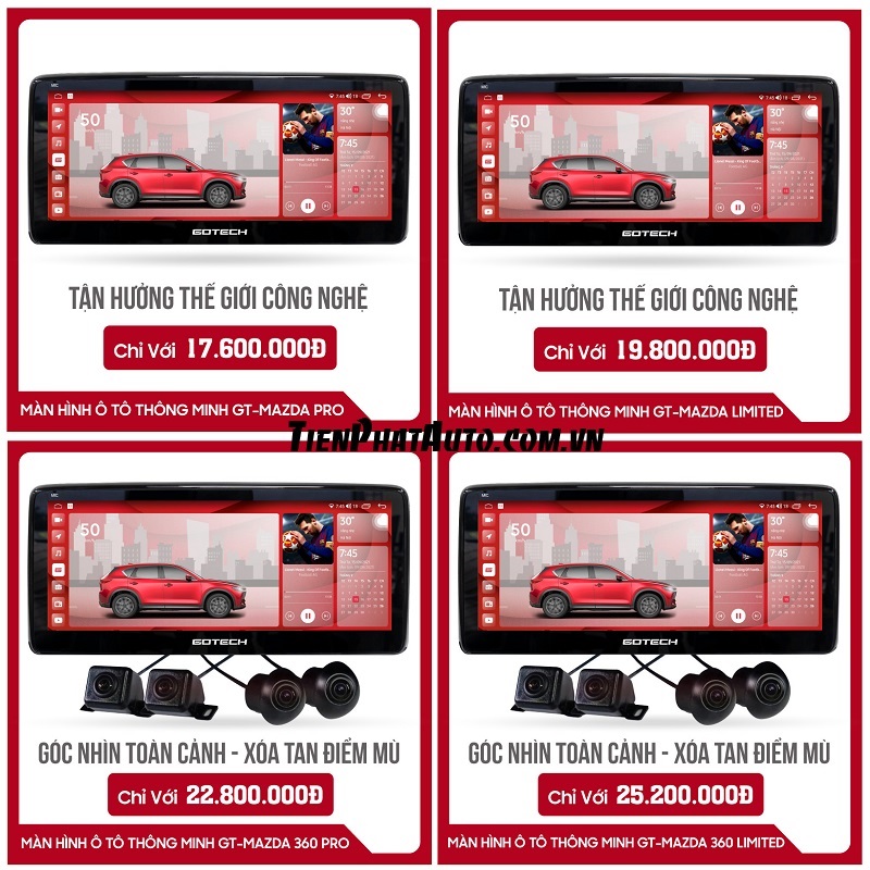 Bảng giá 4 mẫu màn hình Android dành cho dòng xe Mazda