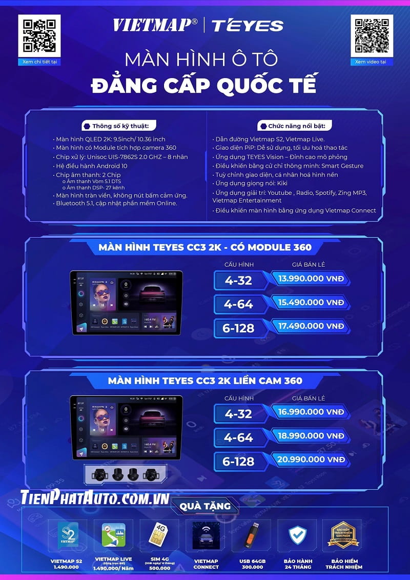 Bảng giá màn hình Android Teyes CC3 2K 360 chính hãng mới nhất