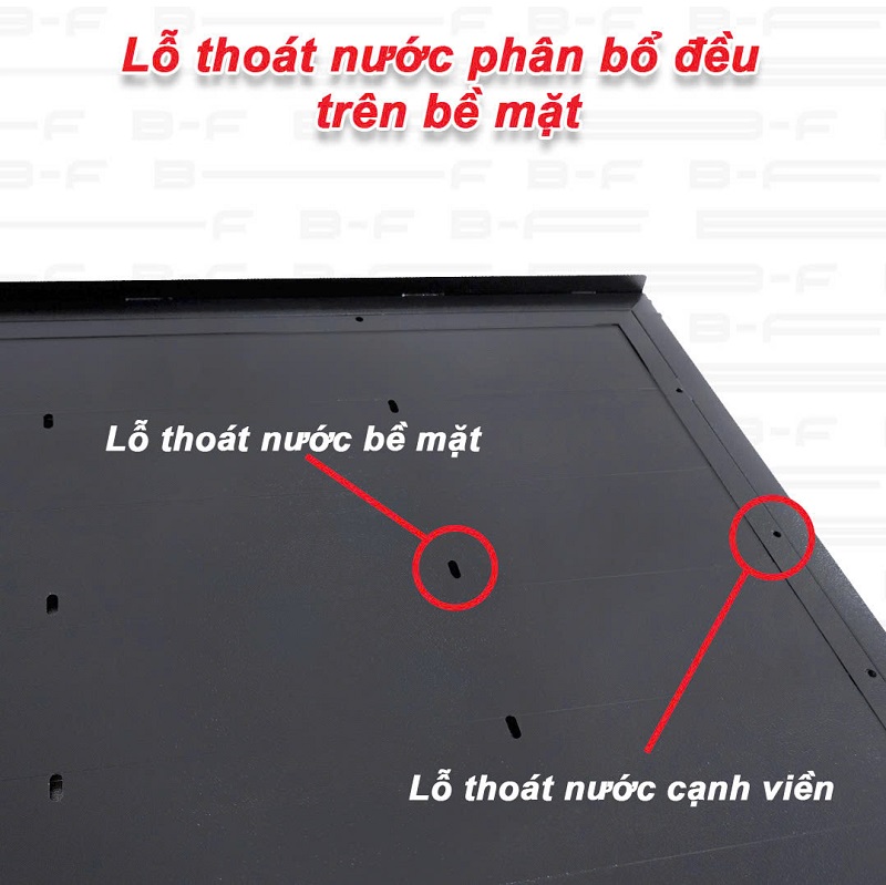 Tấm bảo vệ được thiết kế các lỗ thoát nước và nhiệt, an toàn sử dụng