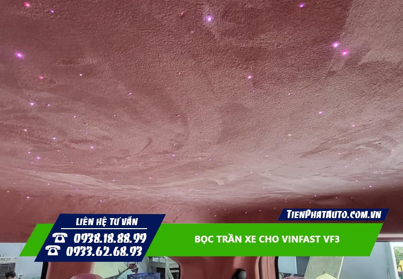 Trần da lộn, da lộn nhung cho VF3 mang lại vẻ đẹp sang trọng và hiện đại