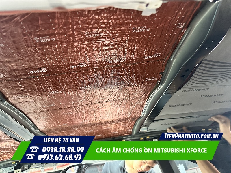 Cách âm chống ồn cho Mitsubishi Xforce vị trí trần xe