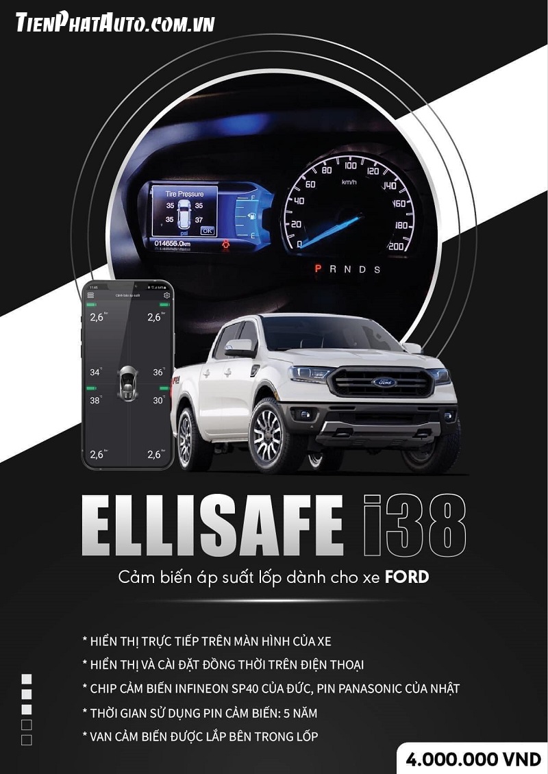 Bảng giá và chức năng của cảm biến áp suất lốp Ellisafe i38 cho xe FORD