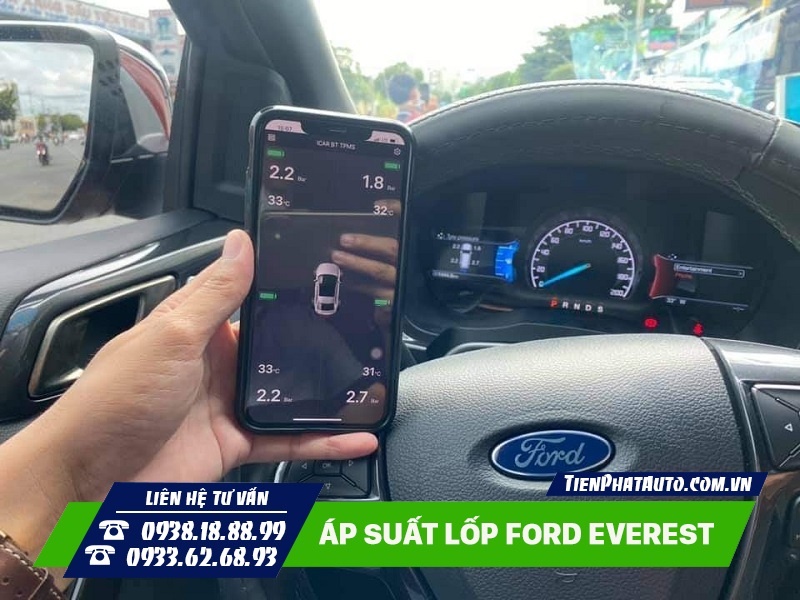 Áp suất lốp Ford Everest tích hợp đồng hồ ODO và xem được trên điện thoại