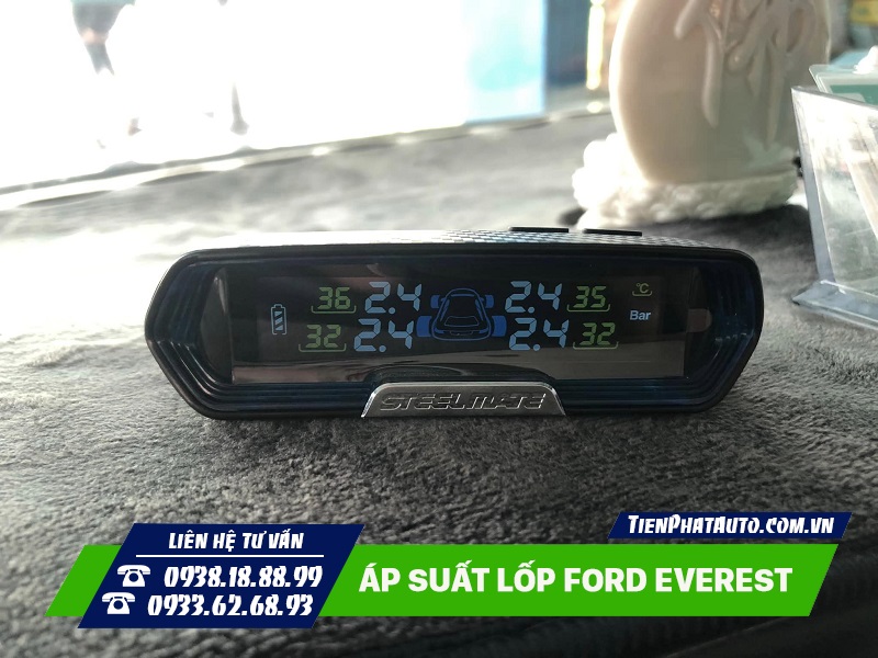 Áp suất lốp Ford Everest loại năng lượng mặt trời đặt taplo xe