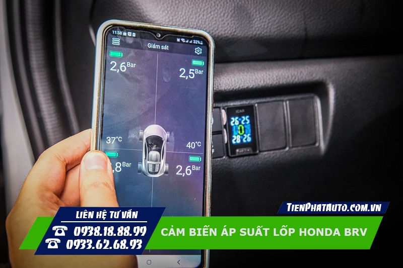 Cảm biến áp suất lốp Honda BRV giám sát ngay trên điện thoại
