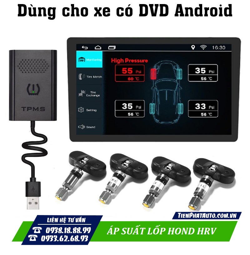 Cảm biến áp suất lốp Honda HRV 2023 loại tích hợp màn hình Android