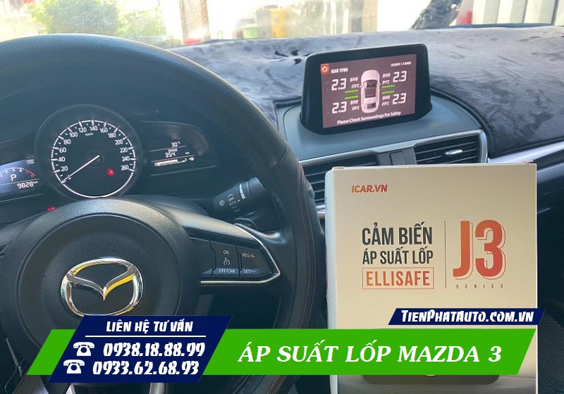 Mazda 3 lắp cảm biến áp suất lốp Ellisafe J3 van trong tại Tiến Phát Auto