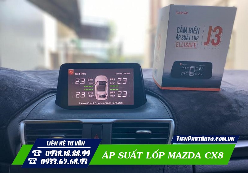 Áp suất lốp tích hợp màn hình DVD Zin cho xe Mazda CX8