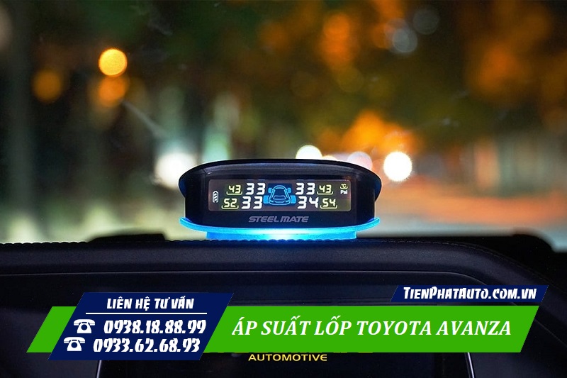 Cảm biến áp suất lốp Toyota Avanza loại tích hợp màn hình đặt taplo xe