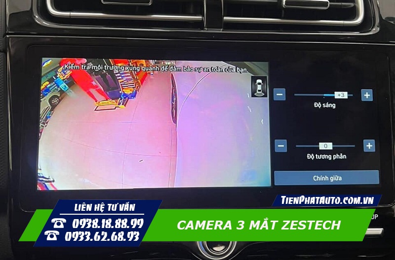 Hình ảnh camera 3 mắt Zestech hiển thị góc quay bên trái