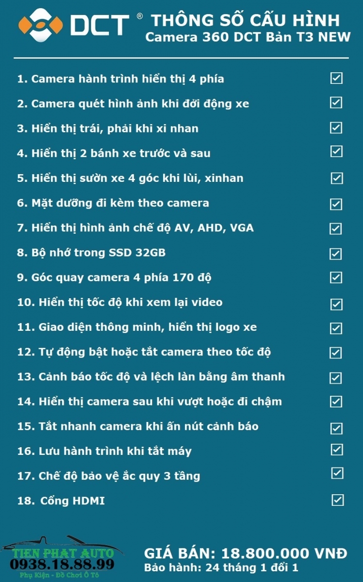 Thông số cấu hình của camera 360 DCT bản T3 PRO