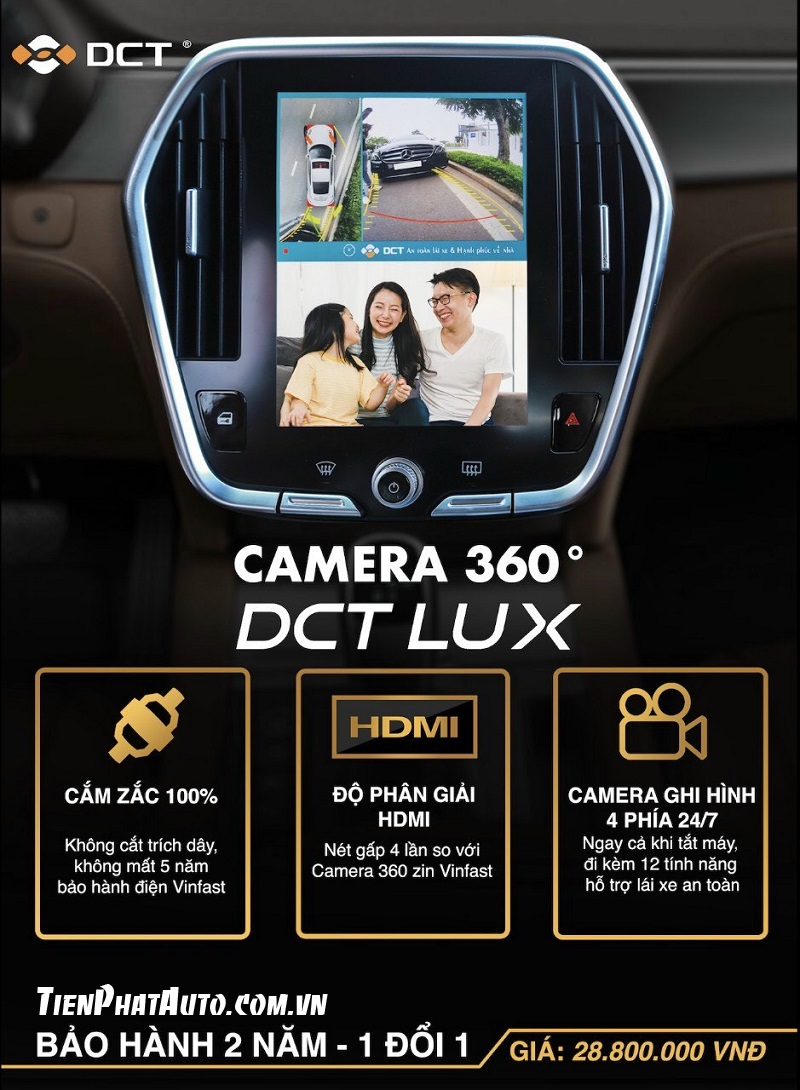 Bảng giá lắp camera 360 DCT LUX HDMI tích hợp màn hình Zin cho Vinfast LUX