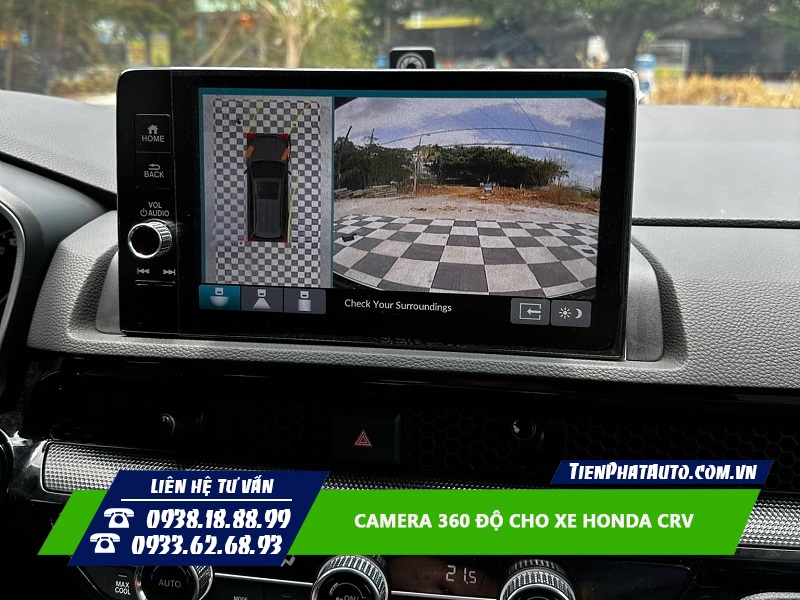 Hỉnh ảnh camera 360 cho Honda CRV hiển thị góc quay phía trước