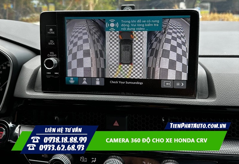 Hỉnh ảnh camera 360 cho Honda CRV hiển thị góc quay 2 bên hông sau xe