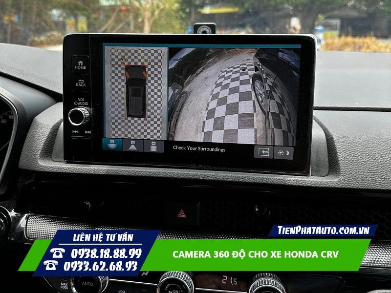 Hỉnh ảnh camera 360 cho Honda CRV hiển thị góc quay phía trước bên trái