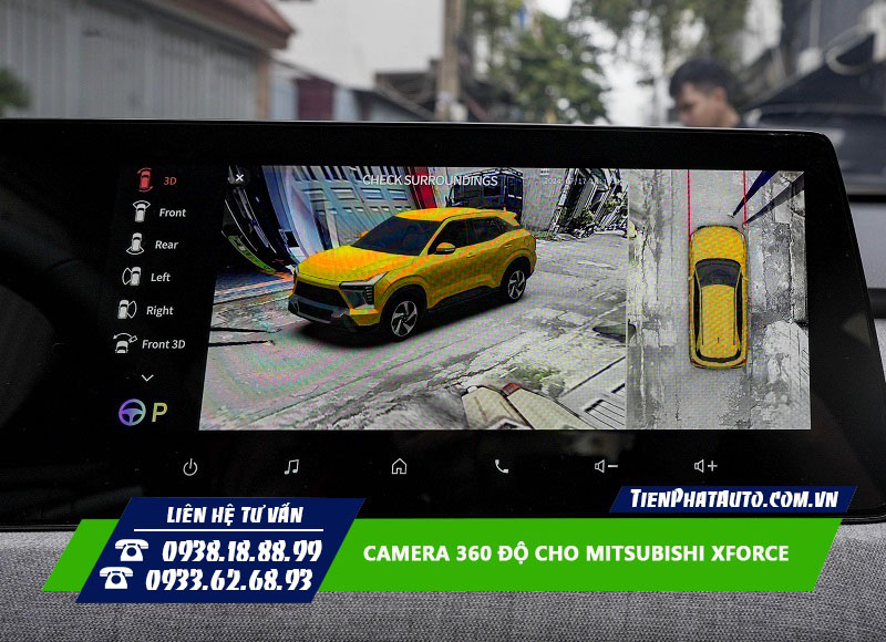 Hình ảnh hiển thị camera 360 độ tích hợp trên màn hình zin Xforce
