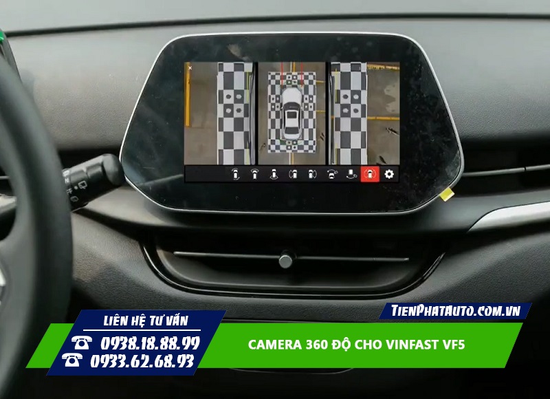 Camera 360 độ Vinfast VF5 hiển thị hình ảnh trên màn hình Zin rõ nét
