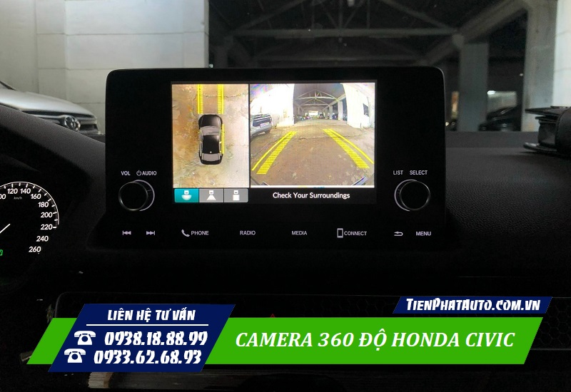 Camera 360 độ Honda Civic là phụ kiện cần thiết không thể thiếu