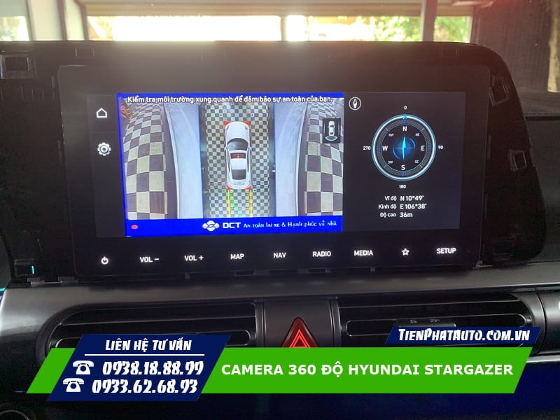 Hình ảnh góc quay camera 360 độ Hyundai Stargazer 2 bên hông phía sau xe