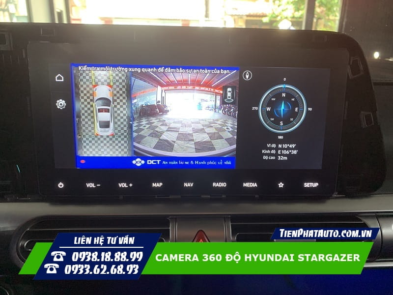 Hình ảnh góc quay camera 360 độ Hyundai Stargazer phía trước xe