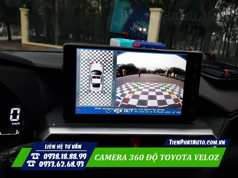 Hệ thống camera 360 Toyota Veloz tích hợp vạch đánh lái khi lùi xe