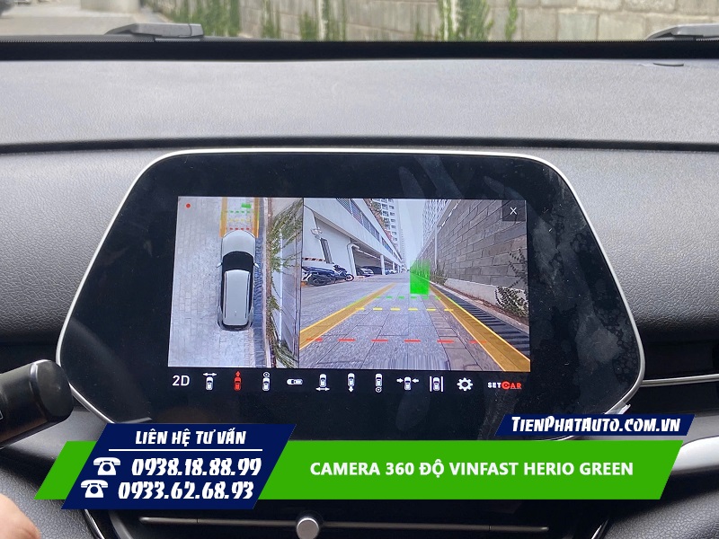 Lắp camera 360 độ cho Vinfast Herio Green tích hợp trên màn hình zin nguyên bản