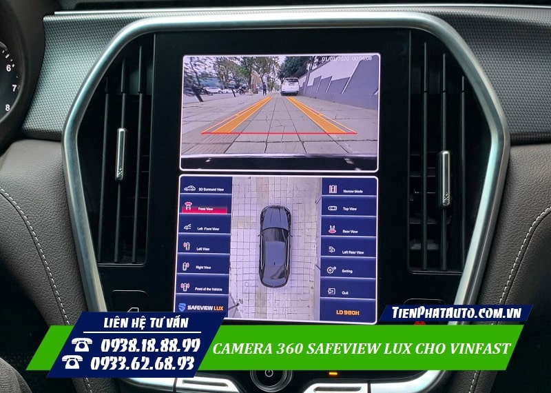 Hình ảnh màn hình hiển thị góc quay phía trước xe