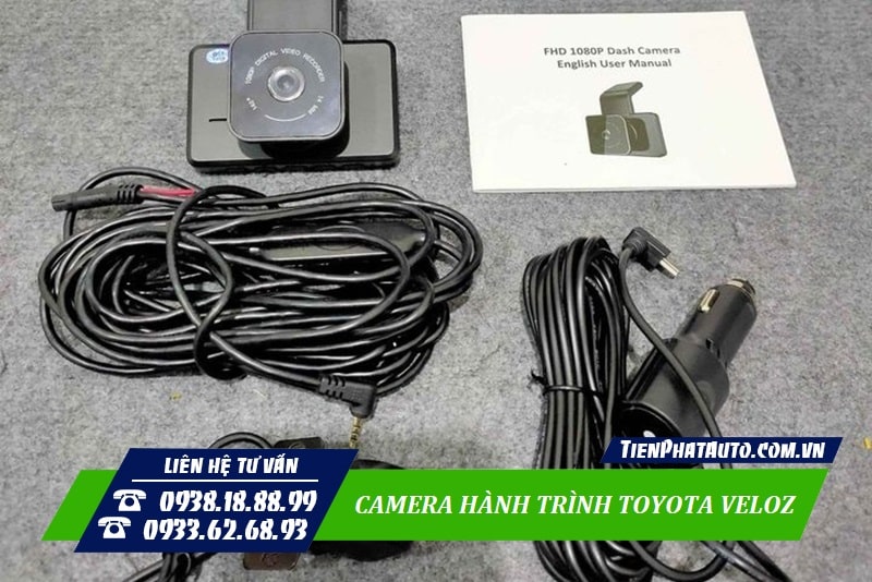 Camera hành trình cho Toyota Veloz lắp đặt hoàn toàn cắm giắc
