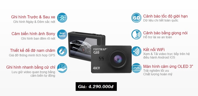 Hình ảnh sản phẩm camera hành trình Vietmap C65