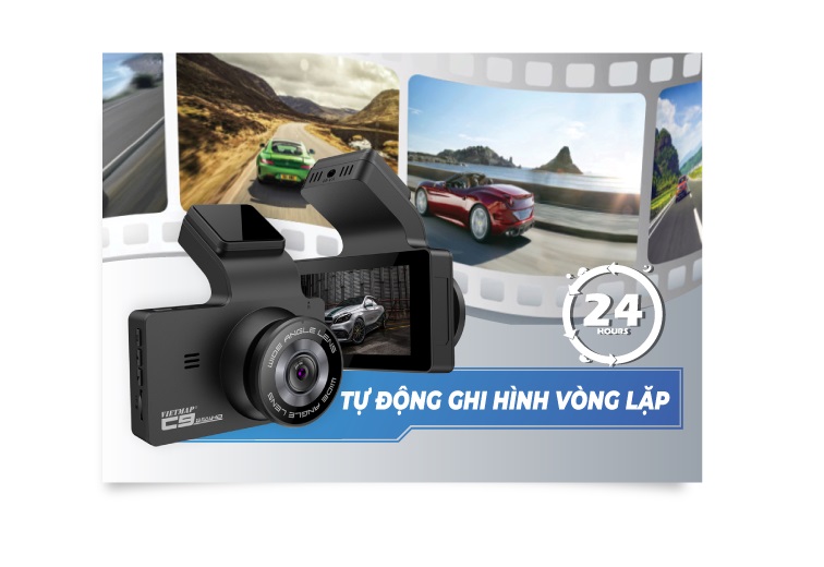 Camera hành trình Vietmap C9 tự động ghi hành vòng lặp