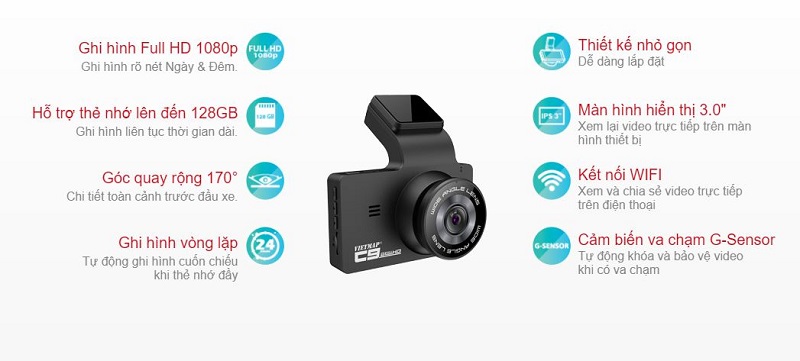 Tính năng chi tiết camera hành trình Vietmap C9