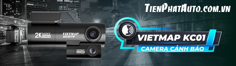 Vietmap KC01 Pro ghi hình trước và sau có cảnh báo giao thông