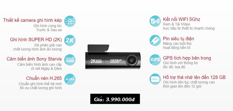 Hình ảnh sản phẩm camera hành trình Vietmap KC01
