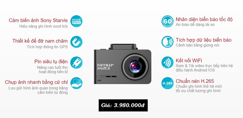 Hình ảnh sản phẩm camera hành trình Vietmap R4A