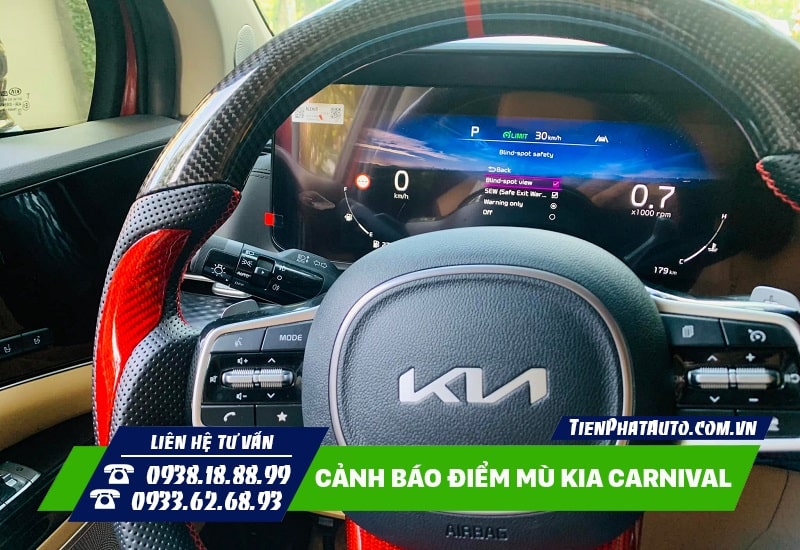 Cảnh báo điểm mù BSW Kia Carnival được kích hoạt sau khi lắp đặt