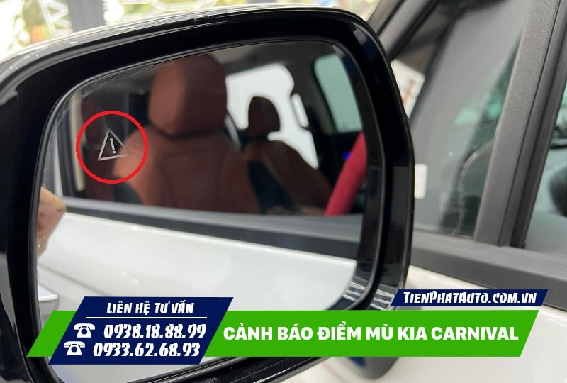 Cảnh báo điểm mù Kia Carnival được tích hợp cảnh báo trên gương hậu