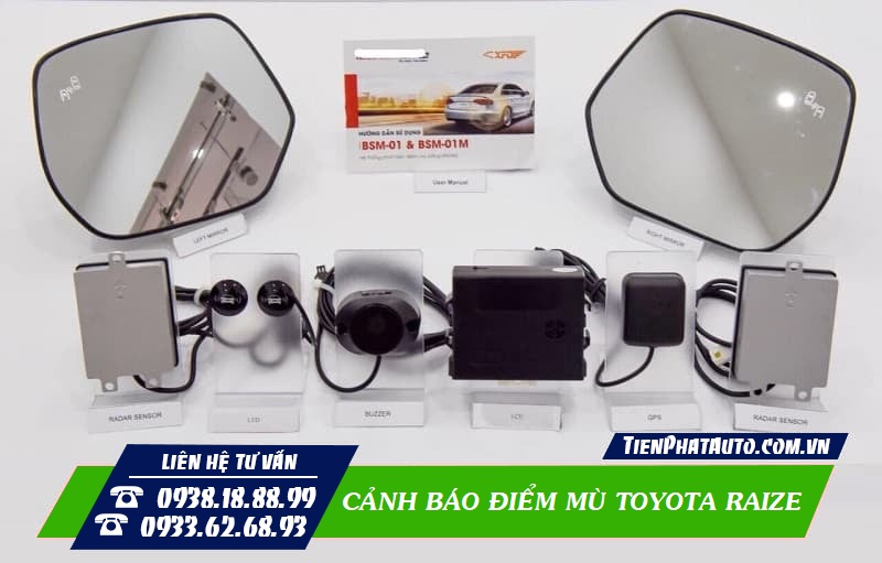 Bộ cảnh báo điểm mù trên gương cho xe Toyota Raize