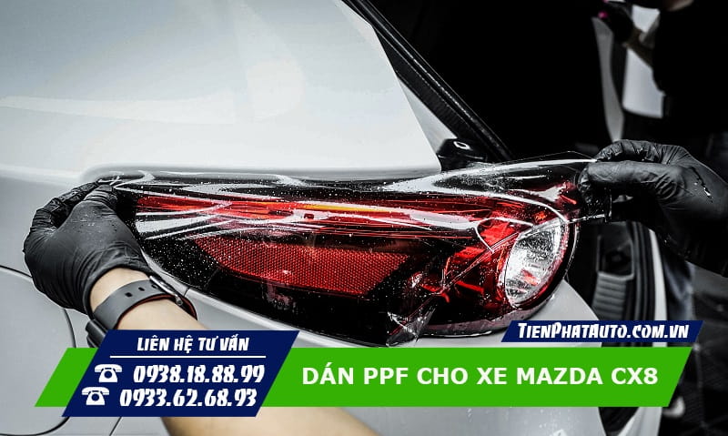Hình ảnh dán PPF phần đèn hậu phía sau của xe Mazda CX8